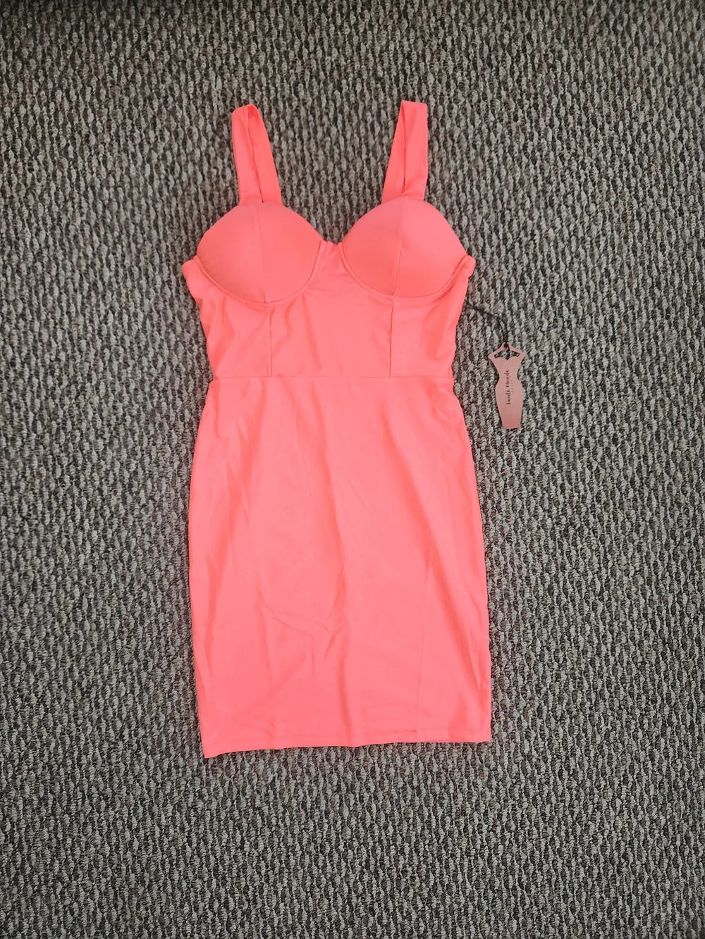 Neon Coral Bodycon Dress - Size Small